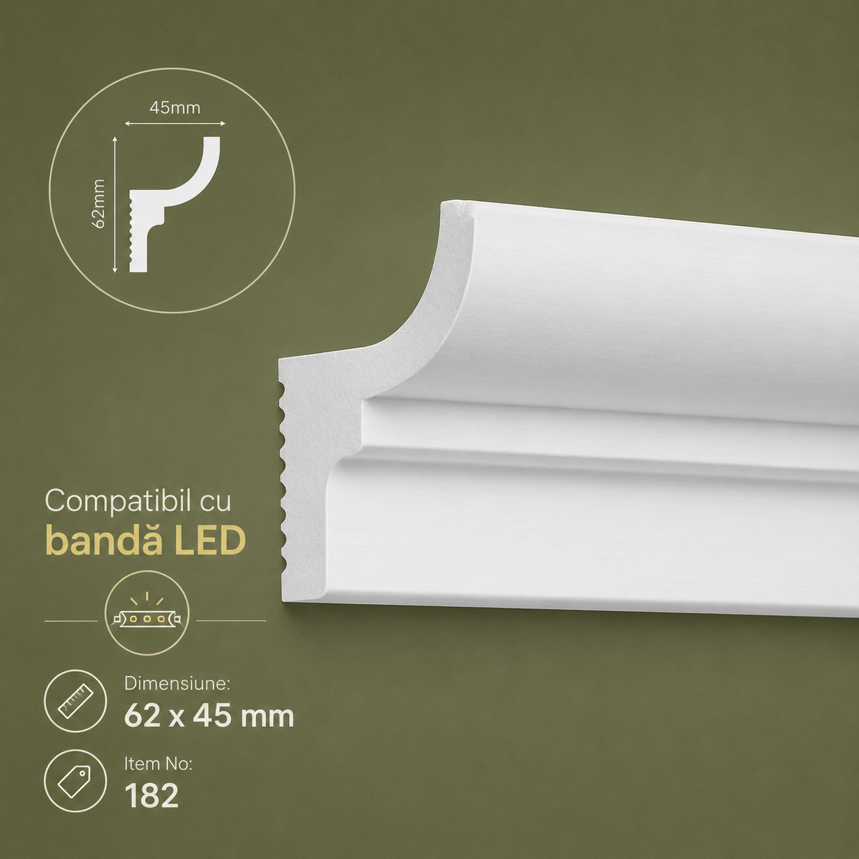 cornisa led polimer Cornisa Led Duropolimer 62*2400mm - imagine 1