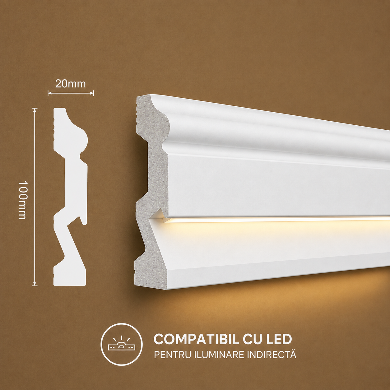 plinta polimer led 100mm Plinta Decorativa Led Polimer Dur 100*2400mm - imagine 1