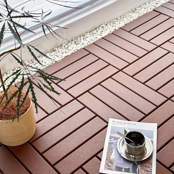 Set 9 Podea de Exterior din Plastic Maro 30x30x2 cm (0.81mp)