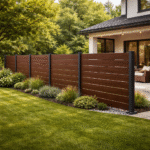 Gard Wpc 3D Co-Extrudat Stalp din Aluminiu Premium Maro İnchis Placa Lemn Compozit - imagine 2